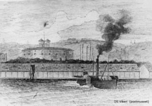 Hjuldamperen "Viken" utenfor Horten, (Postmuseet)