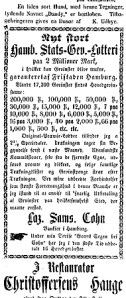Lotteri i Drammens Tidende, mandag 25. juli 1861