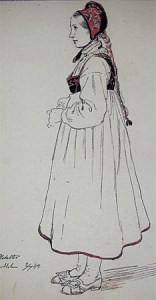 Gyda Olsen Dahle, innkeepers daughter, dated 02.07.44 (Adolf Tidemand) Gyda Olsen Dahle, innkeepers daughter, dated 02.07.44 (Adolf Tidemand)