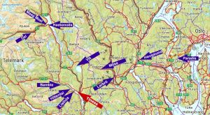 French versions of Norwegian geographical names between Rjukan and Oslo French versions of Norwegian geographical names between Rjukan and Oslo